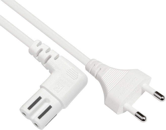 마하링크 국산 AC 8자 코드 ㄱ자 꺽임 파워케이블 1M ML-WL001 화이트 전원AC 220V 2.5A 0.75mm x 2C 노트북 아답터등 다양한 소형 가전기기에 사용, 1개