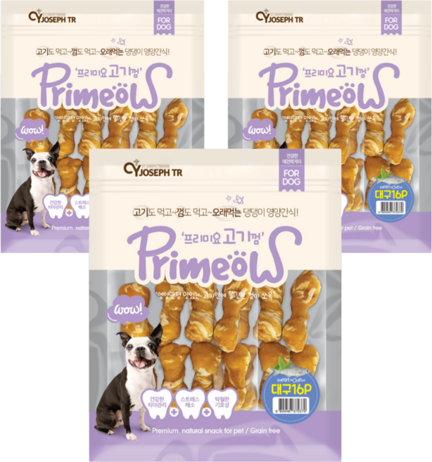 프리미요 강아지 고기껌 16p, 대구맛, 3개, 240g