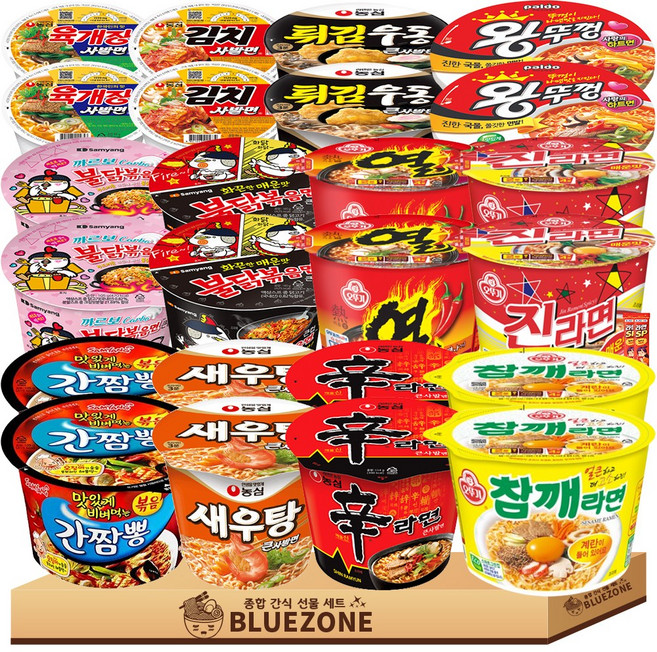 컵라면 큰사발 용기라면 12종 24개입(불닭2 까르보불닭2 간짬뽕2 육개장사발면2 김치사발면2) (신2 새우2 진매2 열2 참깨2 왕뚜껑2 도시락2), 24개