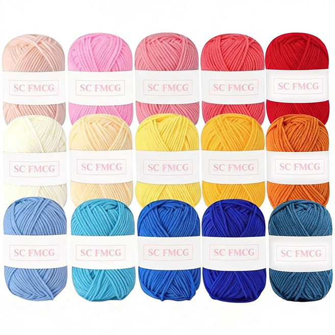 SC FMCG 컬러풀 털실 뜨개실, 15개, 02세트