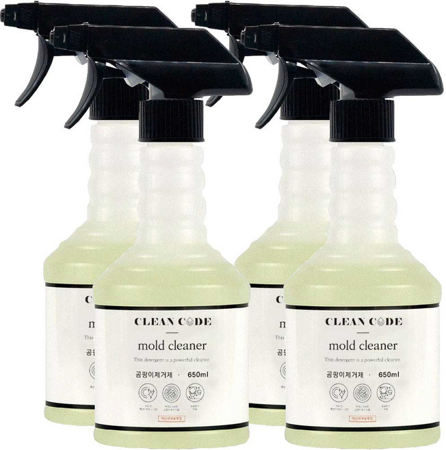 클린코드 초강력 곰팡이제거제 벽 벽지 화장실 베란다 실리콘 창틀 욕실 결로, 4개, 650ml