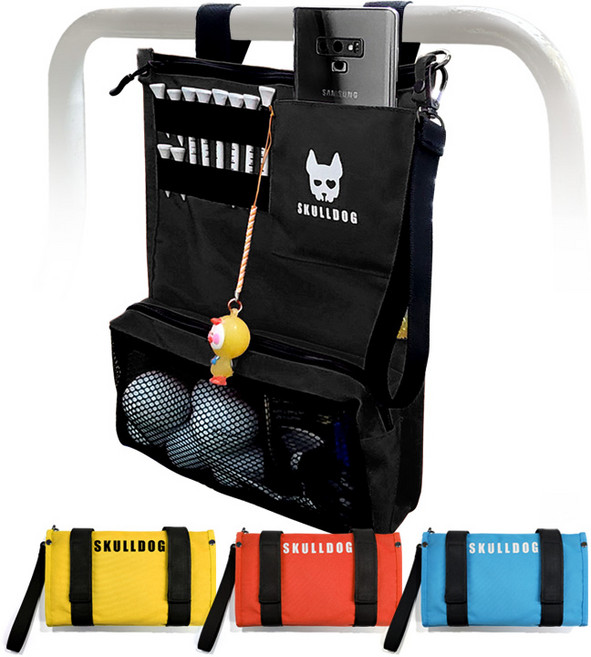 스컬독 골프 카트 파우치 카트걸이 가방 걸이형 소지품 가방 캐디용품 사이즈업, 검정색, 1개
