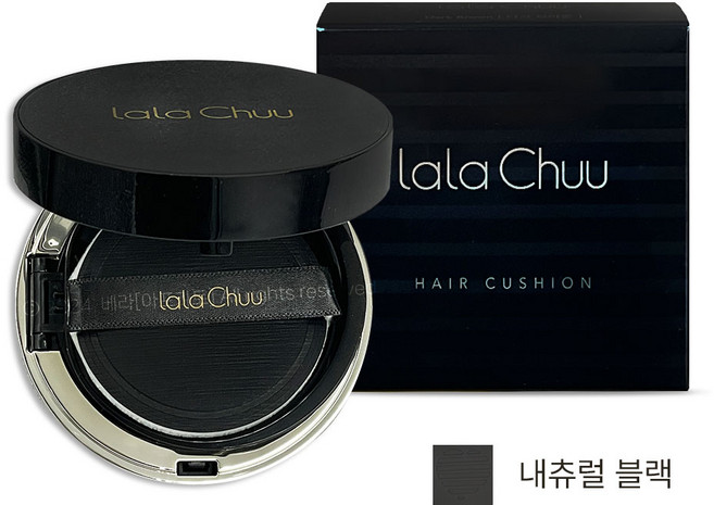 라라츄 헤어쿠션 헤어쉐도우 흑채 새치 정수리 헤어라인 커버 강력 발색 초밀착 코튼 파우더, 1개, 내추럴블랙