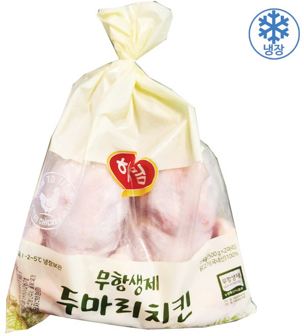 하림 무항생제 두마리 생닭, 2개, 500g