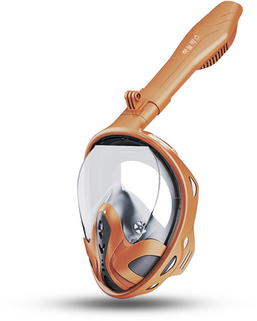 하늘박스 스노쿨링 마스크 성인 프리다이빙 장비 세트, 오렌지