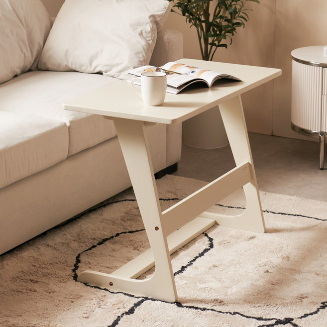 이동식 노트북 간이 쇼파 침대 원목 사이드테이블, {"상품선택":"화이트 사이드테이블 L(870)"}