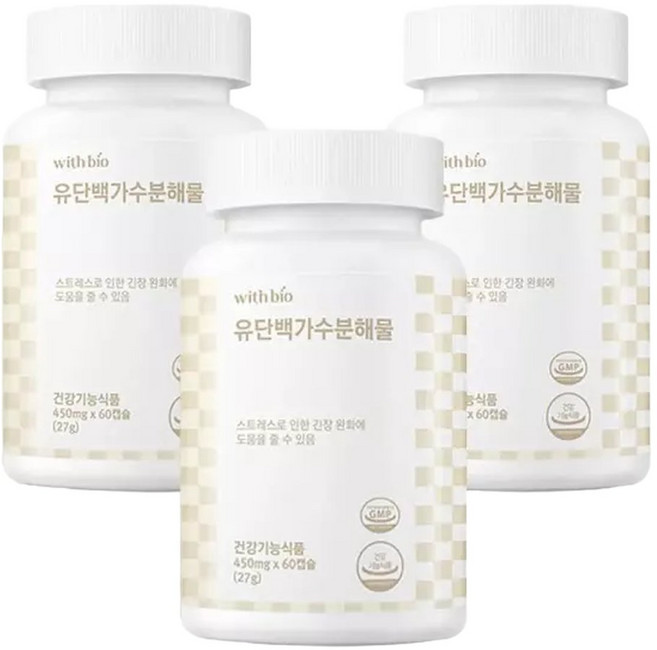WITHBIO 유단백가수분해물 60캡슐x3통, 3개