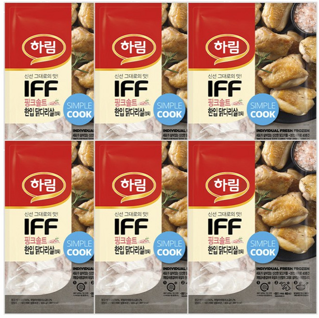 하림 IFF 핑크솔트 한입 닭다리살(정육) 800g 6봉, 6개