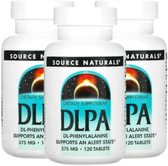 SourceNaturals DLPA 페닐알라닌 375mg 120정 3개 칼슘 - 쿠팡
