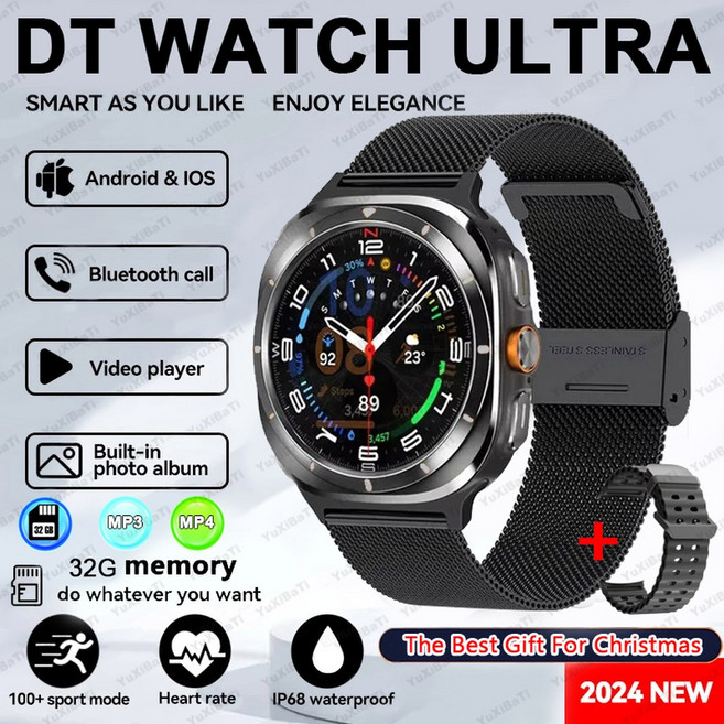 2025New Galaxy Watch 7 울트라 스마트 워치 남성용 32GB 메모리 비디오 GPS NFC 47mm AMOLED 피트니스 트래커 건강 Smartwatch For Sa, 7)Silver Steel
