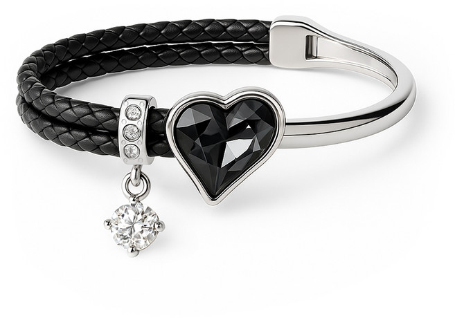 ARIN 스와로브스키 하트 원석 소가죽 18CM 팔찌 ABQ100 (7 color)