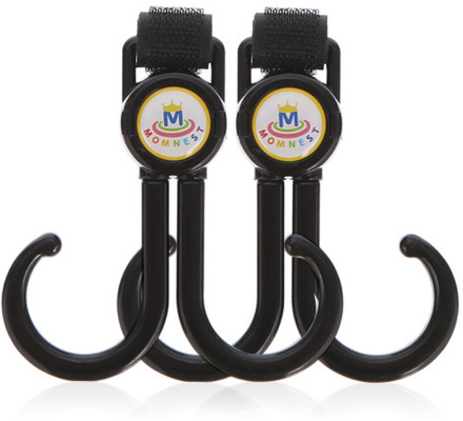 맘네스트 유모차 걸이 고리 가방걸이 악세사리, 유모차걸이-블랙(2개입), 2개