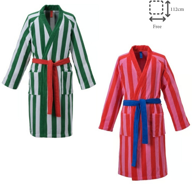 이케아 목욕가운 샤워가운 스트라이프 벨트 스콕살라트, 그린스트라이프, S~M, 1개