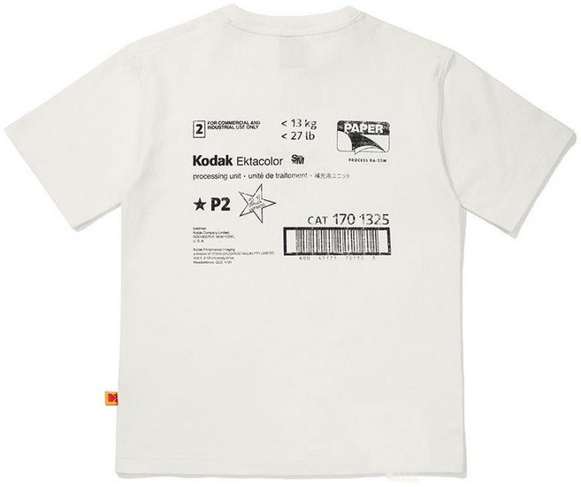 코닥 Ektacolor 필름패키지 바코드 순면 반팔 티셔츠