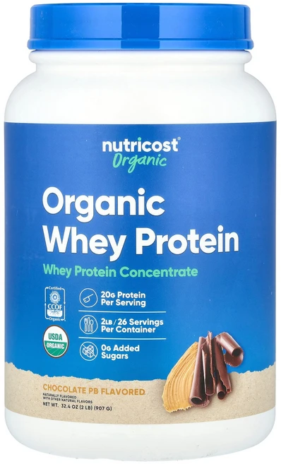 Nutricost 유기농 유청 단백질 초콜릿 PB (2lb), 907 g, 907g, 1개 - 쿠팡