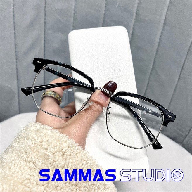 男女文藝半框眼鏡細框平光鏡框