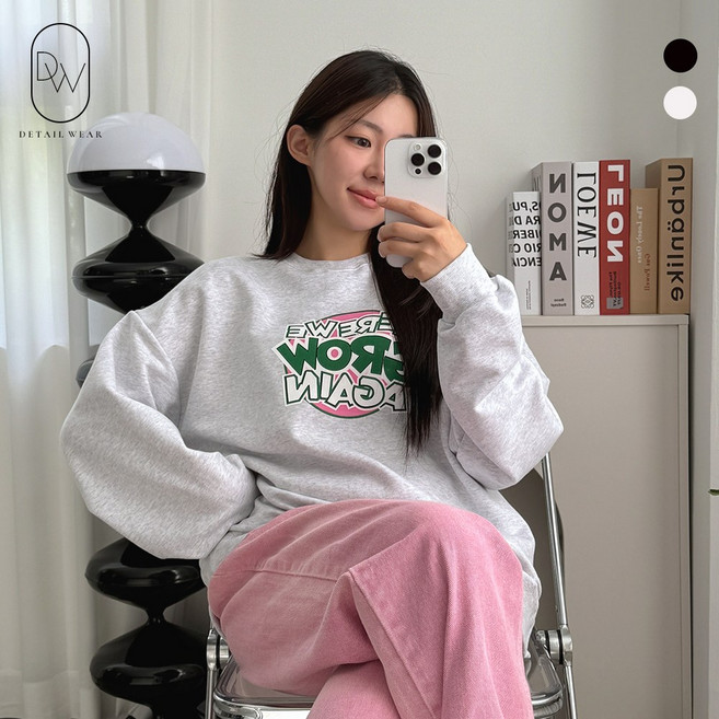 디테일웨어 여성 히얼 맨투맨 귀여운 프린팅 간절기 루즈핏 긴소매 티셔츠 여자맨투맨 빅사이즈 임부복 캐주얼 긴팔티
