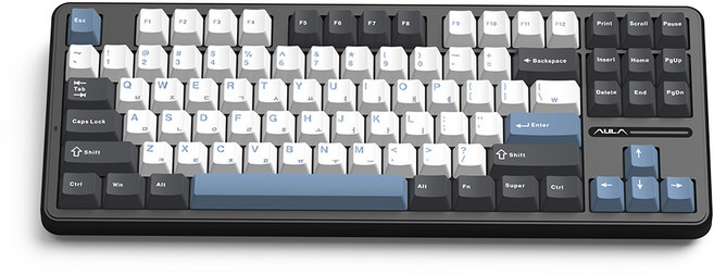 AULA F87 Pro 독거미 유무선 기계식 키보드 한글 인디고 블랙 저소음피치축, 인디고블랙, F87 인디고, 저소음 피치축