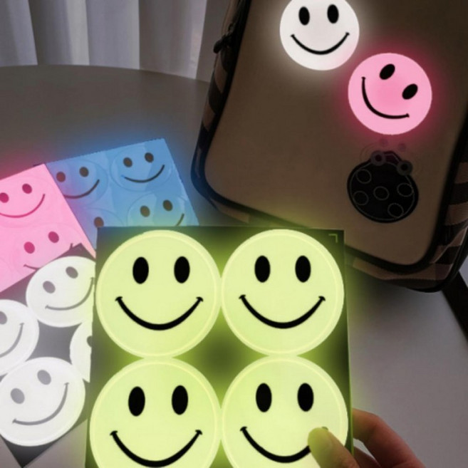 [프리미엄]SHG 스티커 반사 스마일 안전 형광 킥보드 자전거 책가방 학생 야간 빛반사, 1개, 핑크