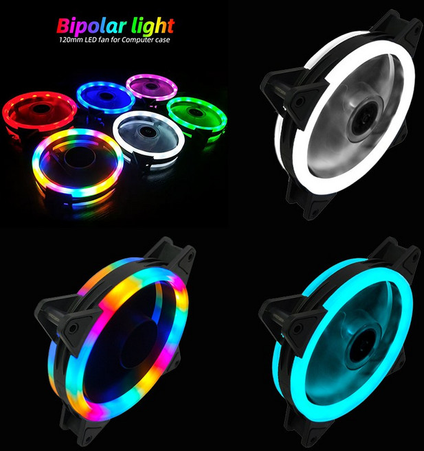 쿨랩 쿨링팬 케이스 쿨러 시스템쿨러 더블링 LED 120mm, 믹스, 1개