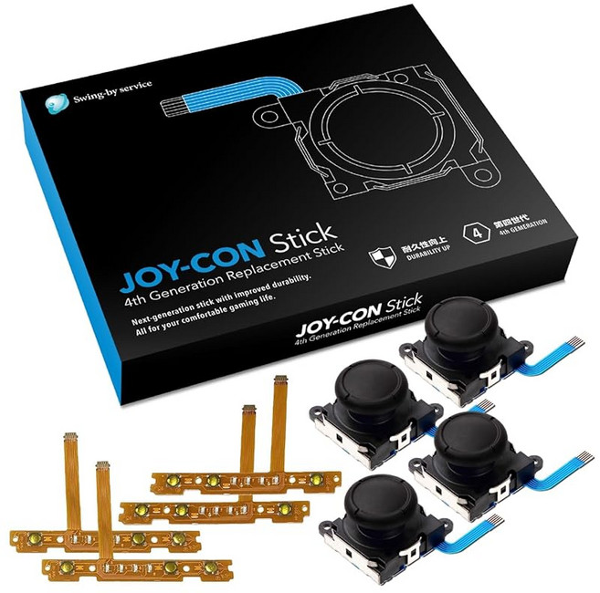 사쿠라 체커 합격 국내 수리점 상품 4세대 스위치 Joy‑Con 스틱 4개 / sl‑sr 케이블 2세트_수리 매뉴얼 포함_ Switch/유기 EL 모델 대응 조이콘 수리 Swing