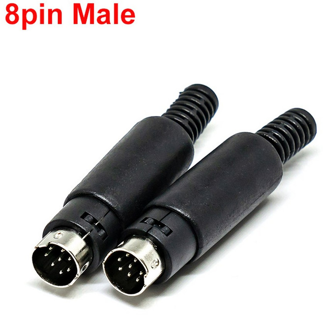 2PCS 미니 DIN 플러그 3/4/5/6/7/8 핀 섀시 케이블 마운트 남성 여성 소켓 3 8Pin 용접 와이어 S 터미널 PS2 커넥터, 8Pin Male