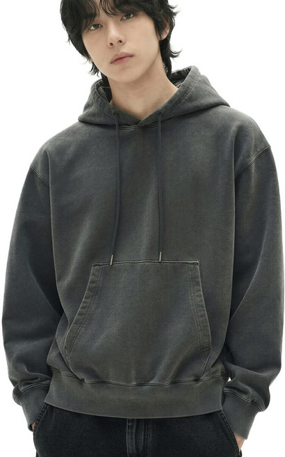 남녀공용 테리 피그먼트 빈티지 후드티 오버핏 빅사이즈