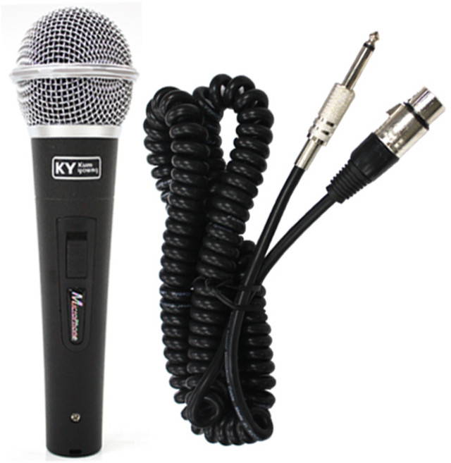 금영 노래방 마이크 KMC-50D 스프링 마이크줄 포함, 블랙