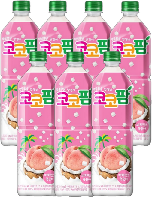 해태음료 코코팜 피치핑크 복숭아, 7개, 1L