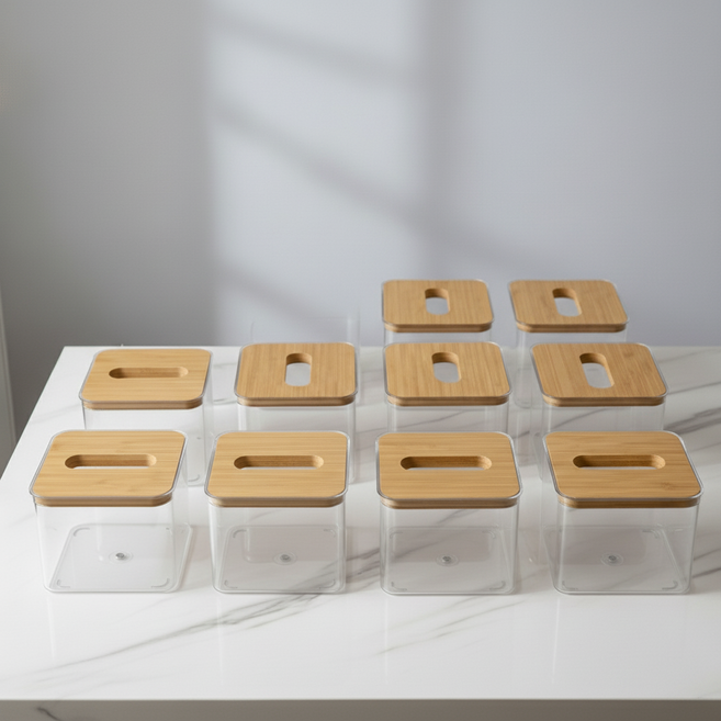 스탠다 업소용 냅킨 통 홀더 정사각 티슈 케이스, 투명 정사각, 10개