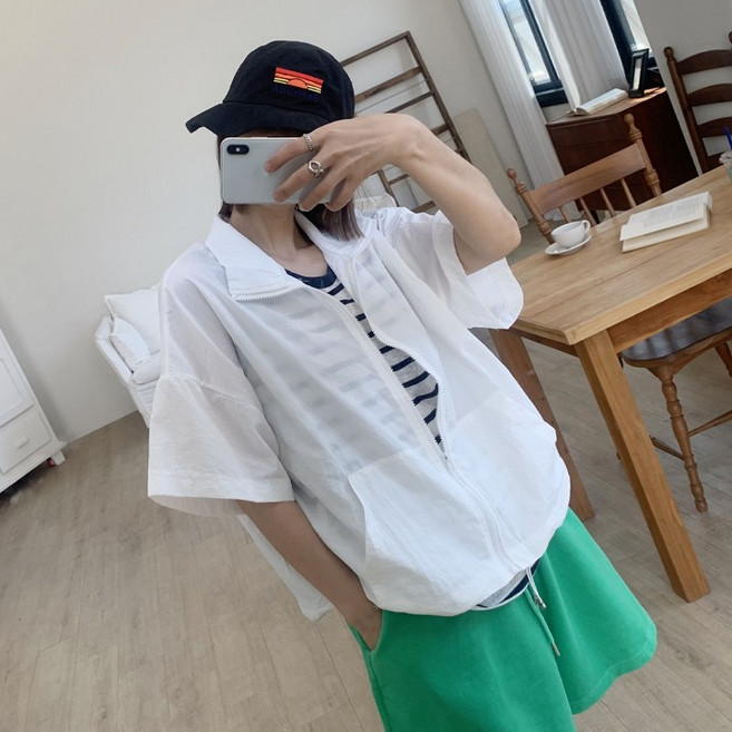 오버핏 여름 바스락 3910 반팔 바람막이 반목 여름 경량 잠바