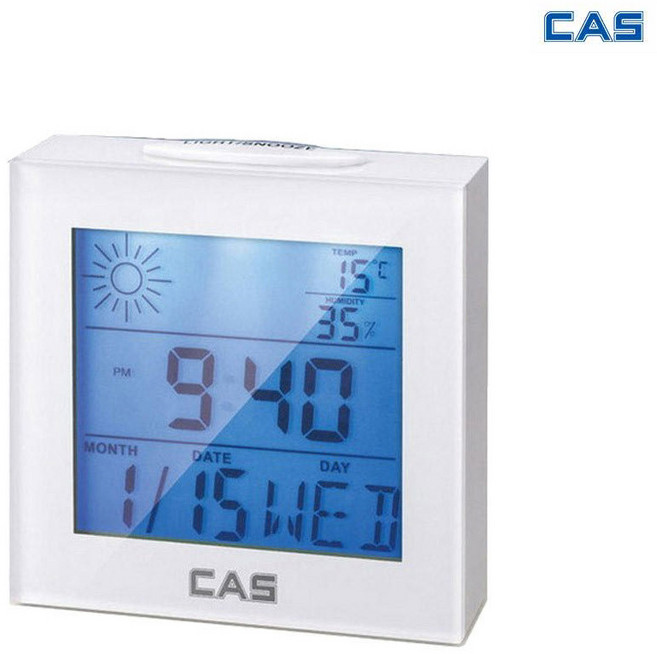 CAS 디지털 온습도계 시계 실내 온도 습도 측정기 탁상 겸용 가정용 사무실 아기방 전자 온도계 습도계, 화이트, 1개