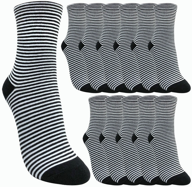 수한양말 여자 조임방지 양말 줄무늬 링글 12켤레