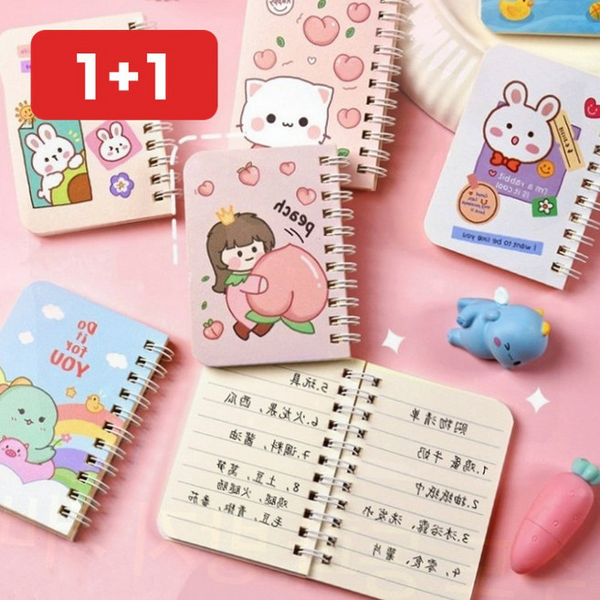 캐릭터 수첩 스프링 메모장 노트 미니 귀여운 휴대용 필기, 1개, one 2. 토끼
