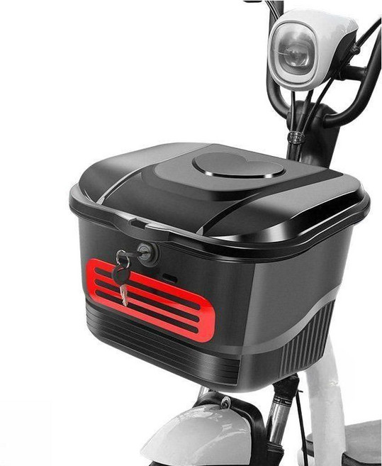 전기 자전거 바구니 앞 전면 방수 잠금식 대용량 23L 가방 트렁크 바스켓, 블랙