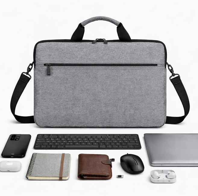앙플러스 튼튼한 대용량 노트북 파우치 가방, 그레이, 1개