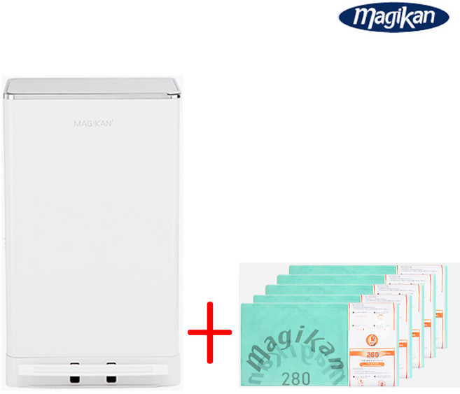 (리필총11개) 매직캔 휴지통 히포2 오토실링 27L 크롬 화이트 MH280WCRA+280R10G (리필10개), 크롬화이트