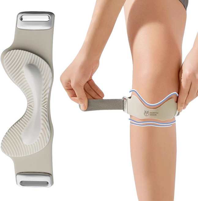Northdeer 실리콘 슬개건밴드 슬개골 에어백 무릎보호대, 카키색, 1개