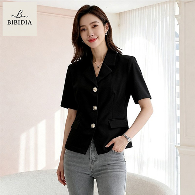 비비디아 여성 여름 카라 캐주얼 정장 반팔 자켓 하개룩 오피스룩 정장 재킷 상의 (S~3XL) 5623