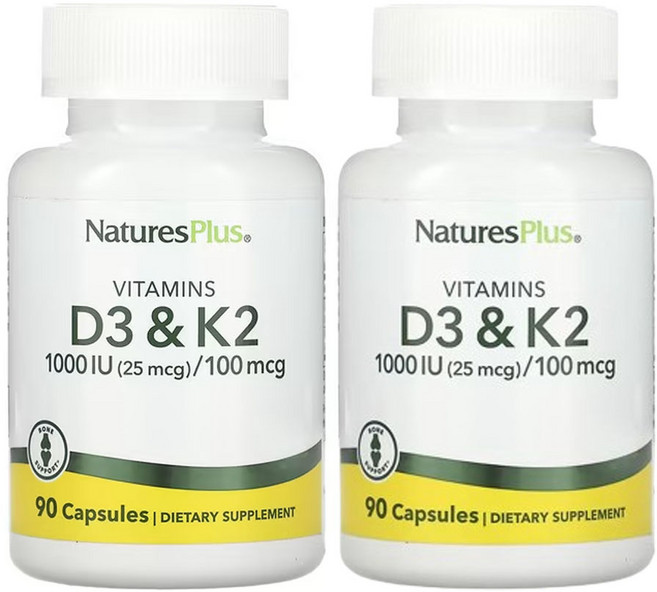 네이쳐스플러스 비타민 D3 & K2 1000IU 100mcg 90캡슐, 2개, 90정