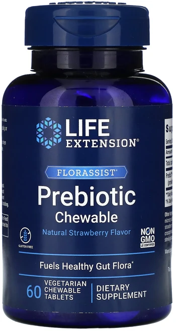 새해 첫좋은선물 Life Extension Florassist 프리바이오틱 츄어블 천연 딸기 맛 식물성 츄어블 60정(1정당 1400mg) 제대로 할인합니다, LifeExtensionFlorassist프리바이오틱츄, 1개, 60정 - 쿠팡