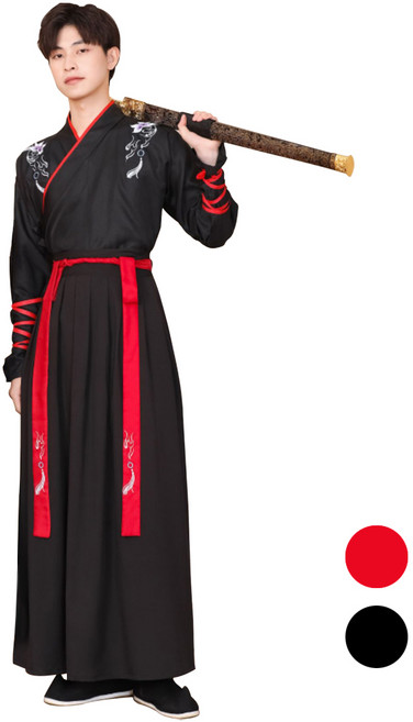남녀공용 호위 무사 복 세트 커플 코스튬 우슈 쿵푸 무술 도복 장군 고대 사극 전통 무사 검객 협객 코스프레 졸업 반티 사진 체육대회 할로윈 성인 촬영 F-6006