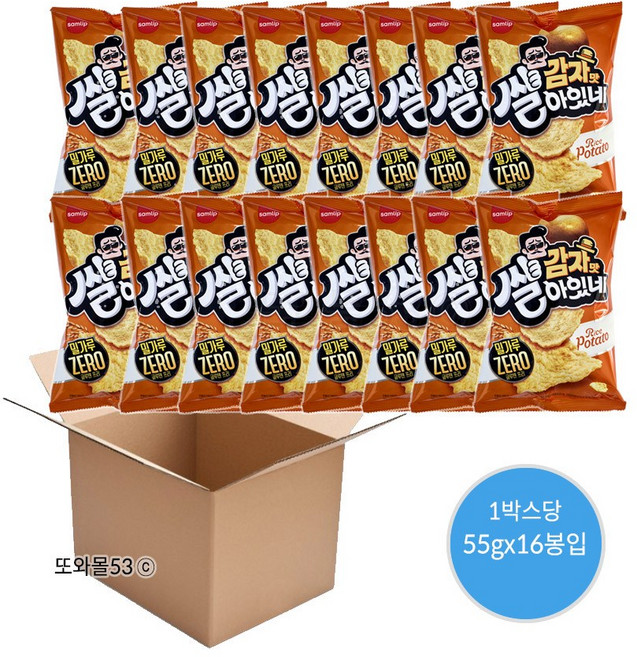 삼립 간식 스낵 밀가루 제로 글루텐프리 쌀아있네 감자맛, 16개, 55g