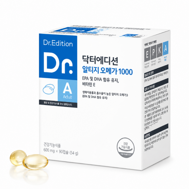 닥터에디션 알티지 rTG 오메가3 1000 혈행개선 기억력개선 청소년 성인 온가족 오메가 소형캡슐, 1개, 90정
