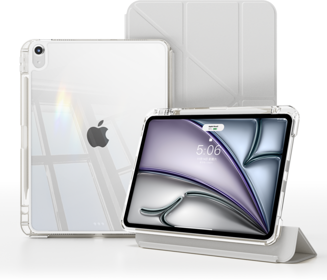 【eiP】可拆式晶透lite iPad保護殼 多角度支撐 有效防刮耐磨, 銀河灰, 1個