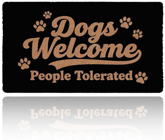 Naniyihao Dogs Welcome People Tolerated 도어매트 76.2 x 43.2cm(30 17인치) 재미있는 강아지 애호가 현관 매트 미끄럼 방지 러그 엄, Dog-1