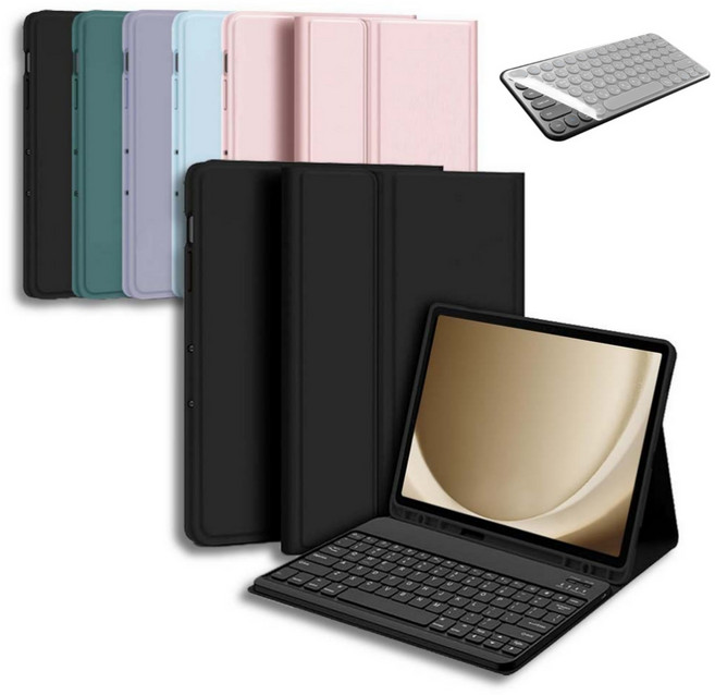 삼성 갤럭시탭A9+ 11인치 호환 블루투스 키보드 케이스 북커버 플러스 S펜수납 SM-X210N X215N X216N 케이스나라, 블랙, 1개