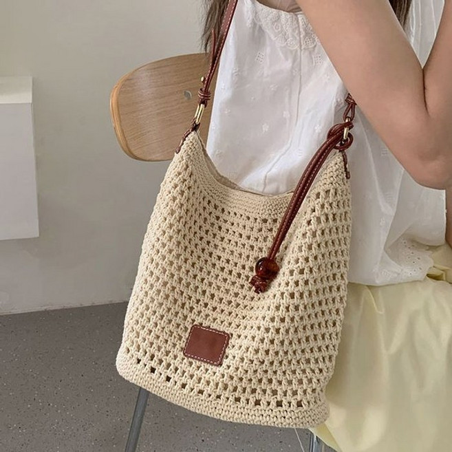 ELG228 펀칭 면사 네트 숄더백