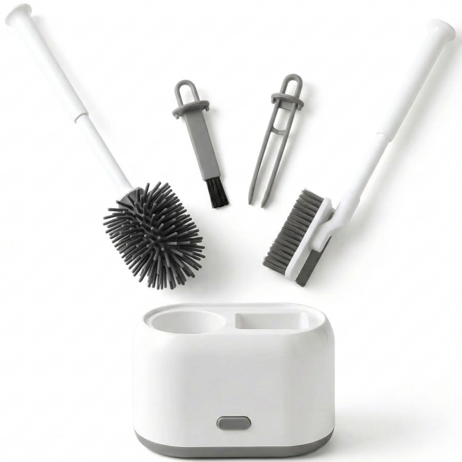 피크라 변기솔 화장실 청소솔 5종 세트 다용도 틈새 브러쉬, 화이트, 1개