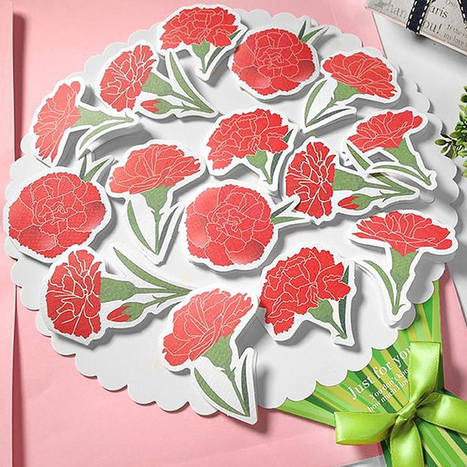 대형 카네이션 꽃다발 롤링페이퍼 카드 2P 스승의날20260502EA